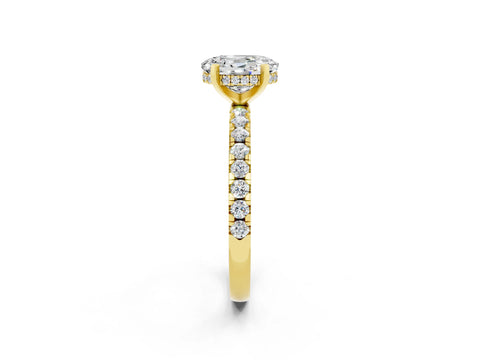 Yellow gold Oval Cut Moissanite Solitaire Ring with Pavé Band and Four-Prong Setting_26