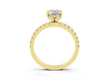 Yellow gold Oval Cut Moissanite Solitaire Ring with Pavé Band and Four-Prong Setting_27