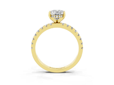 Yellow gold Oval Cut Moissanite Solitaire Ring with Pavé Band and Four-Prong Setting_27