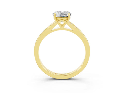 Yellow gold Oval Cut Moissanite Solitaire Ring with Pavé Band and Prong Setting_15