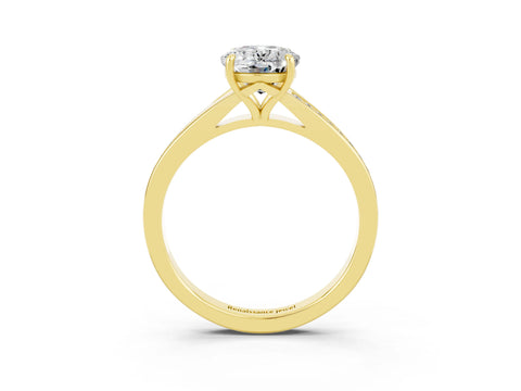 Yellow gold Oval Cut Moissanite Solitaire Ring with Pavé Band and Prong Setting_3