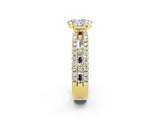Yellow gold Oval Cut Moissanite Solitaire Ring with Pavé and Channel Set Band_2