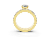 Yellow gold Oval Cut Moissanite Solitaire Ring with Pavé and Channel Set Band_3