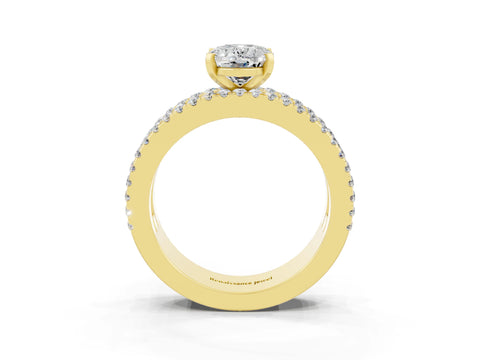 Yellow gold Oval Cut Moissanite Solitaire Ring with Pavé and Channel Set Band_3