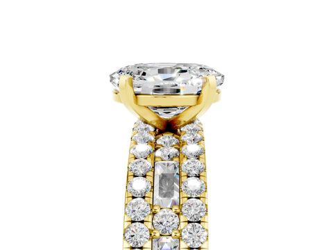 Yellow gold Oval Cut Moissanite Solitaire Ring with Pavé and Channel Set Band_5