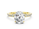Yellow gold Oval Cut Moissanite Solitaire Ring with Pave Band and Four Prong Setting_25