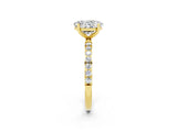 Yellow gold Oval Cut Moissanite Solitaire Ring with Pave Band and Four Prong Setting_27