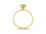 Yellow gold Oval Cut Moissanite Solitaire Ring with Pave Band and Four Prong Setting_28