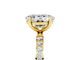 Yellow gold Oval Cut Moissanite Solitaire Ring with Pave Band and Four Prong Setting_30