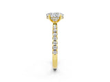 Yellow gold Oval Cut Moissanite Solitaire Ring with Round  Pavé Band and Four-Prong Setting_38