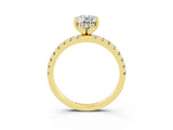 Yellow gold Oval Cut Moissanite Solitaire Ring with Round  Pavé Band and Four-Prong Setting_39
