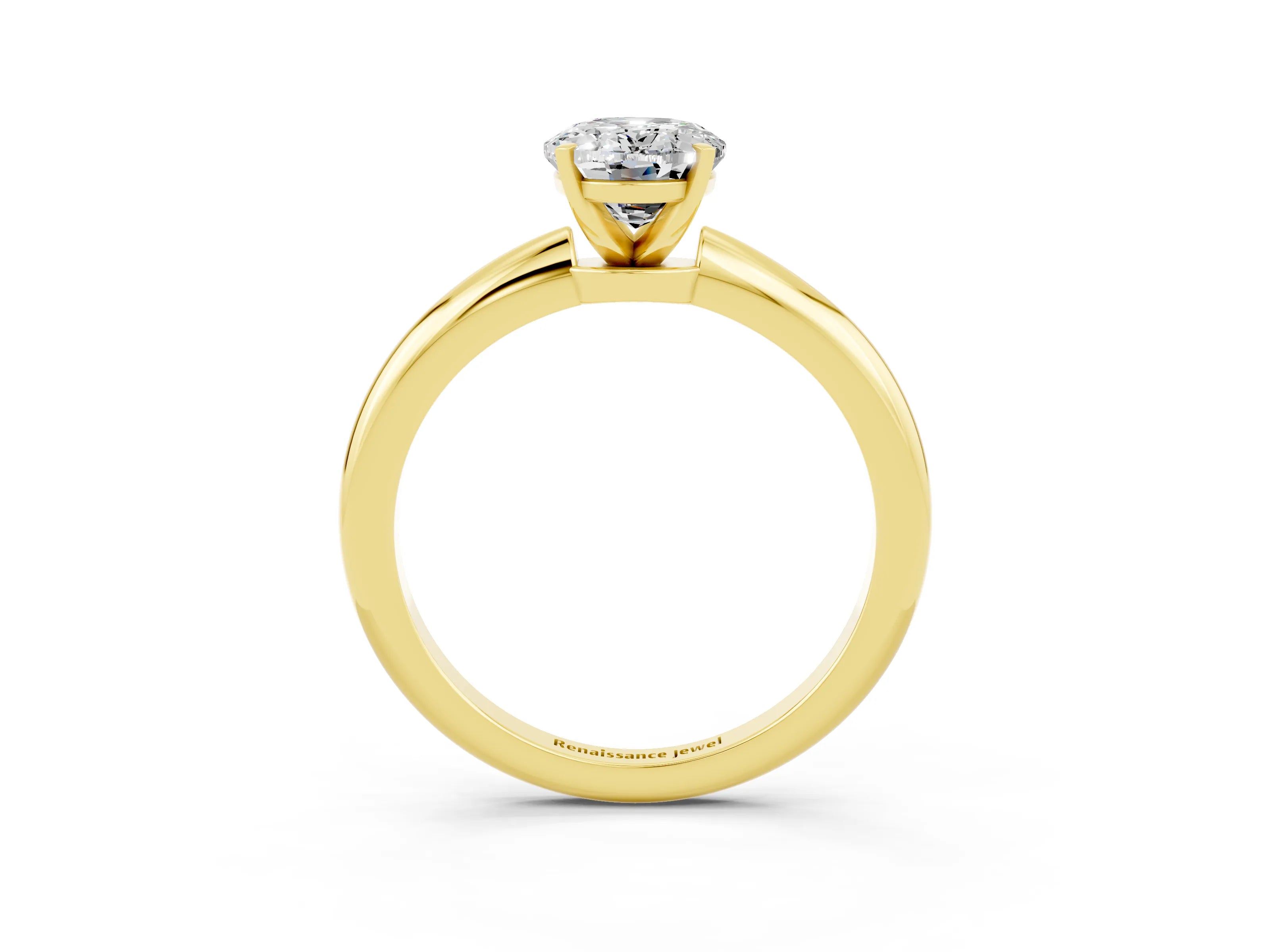 Yellow gold Oval Cut Moissanite Solitaire Ring with Six-Prong Setting and Classic Band_3