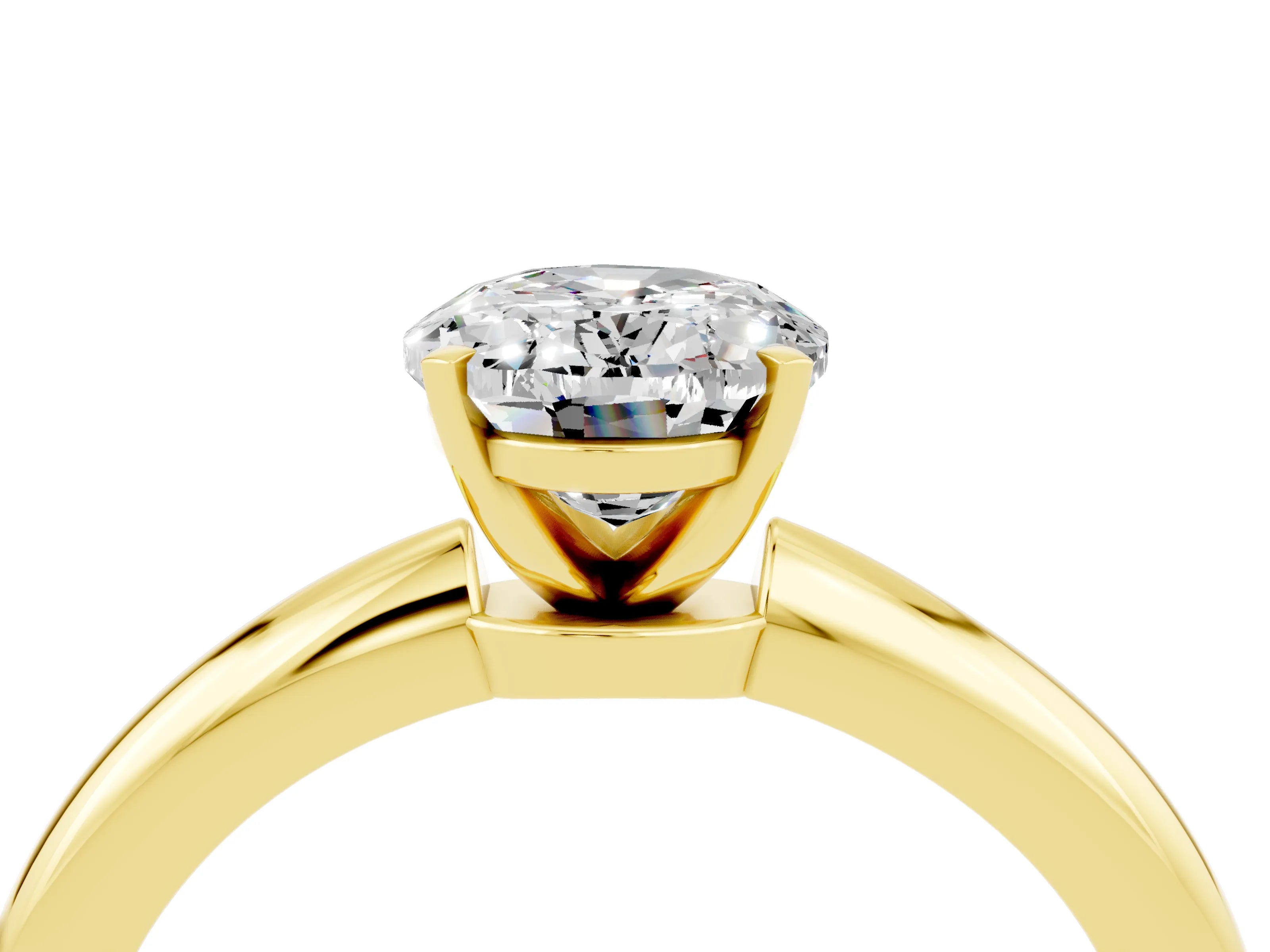 Yellow gold Oval Cut Moissanite Solitaire Ring with Six-Prong Setting and Classic Band_4