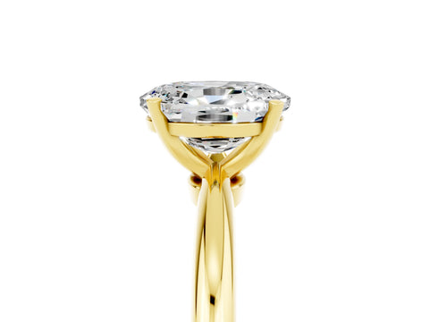 Yellow gold Oval Cut Moissanite Solitaire Ring with Six-Prong Setting and Classic Band_5