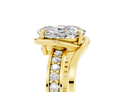 Yellow gold Oval Cut Moissanite Solitaire Ring with Split Shank and Prong Setting_5
