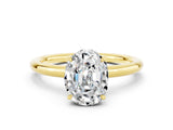 Yellow gold Oval Cut Moissanite Solitaire Ring with Thin Band and Four-Prong Setting_12