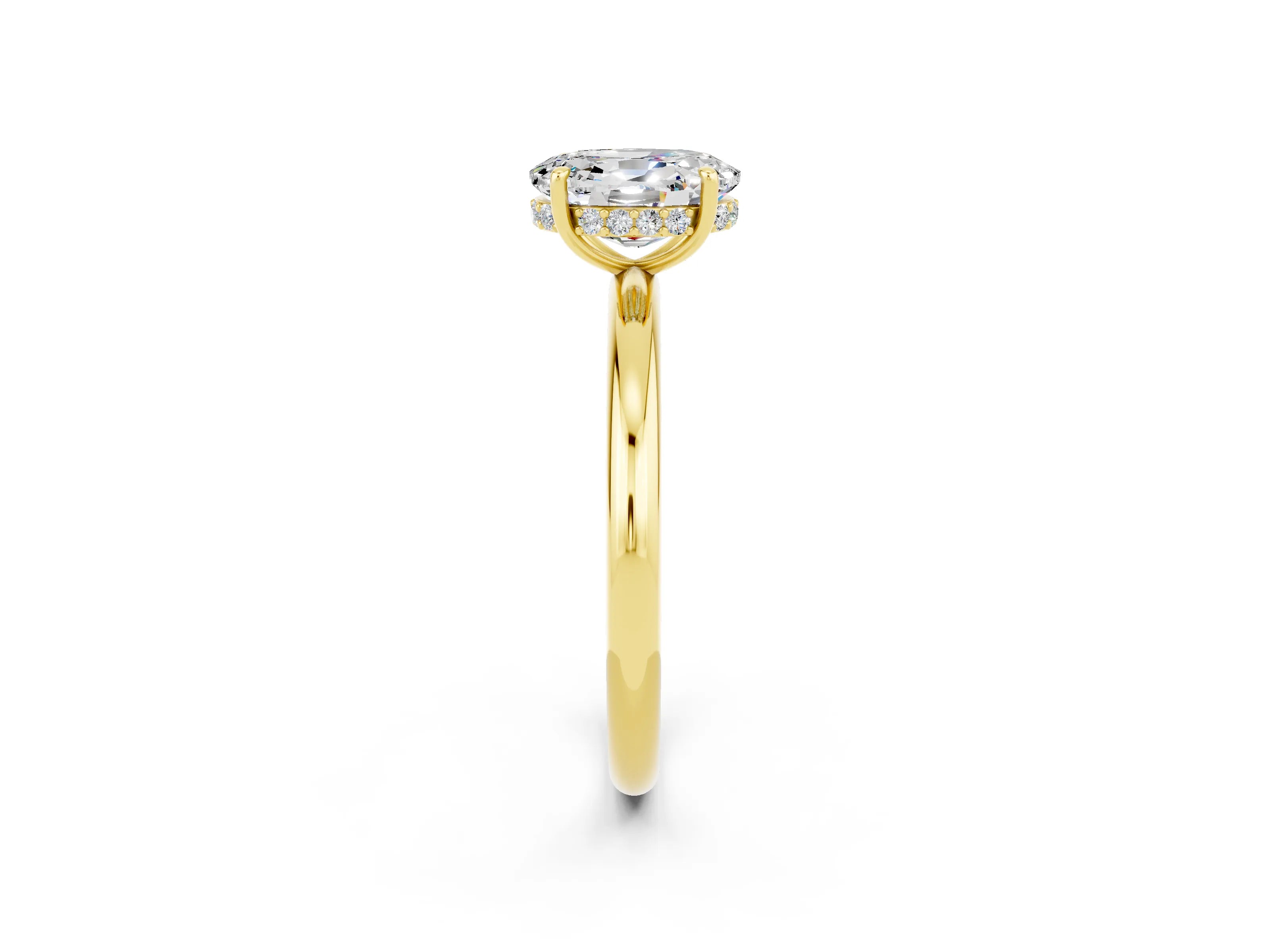 Yellow gold Oval Cut Moissanite Solitaire Ring with Thin Band and Four-Prong Setting_14