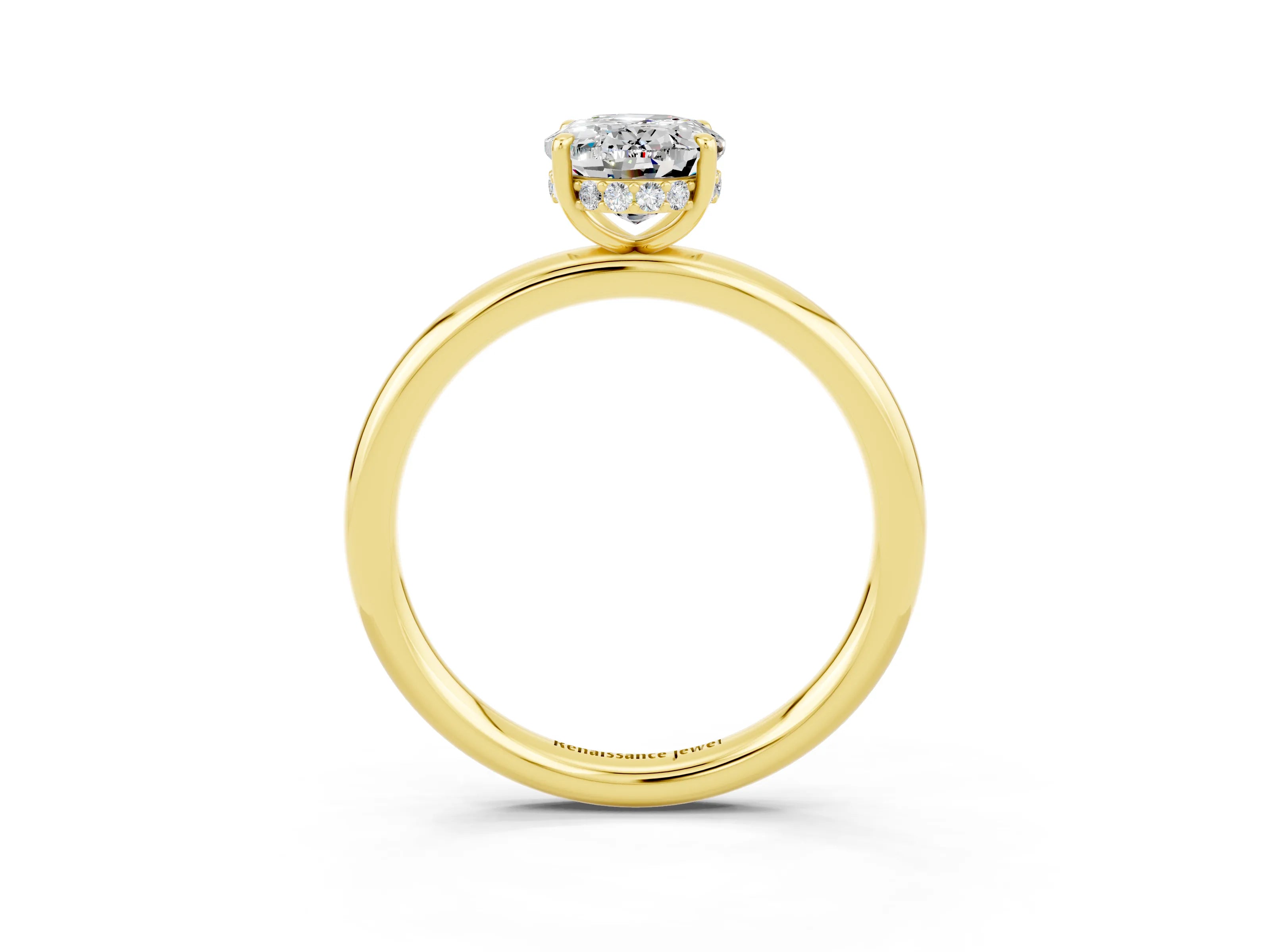Yellow gold Oval Cut Moissanite Solitaire Ring with Thin Band and Four-Prong Setting_15