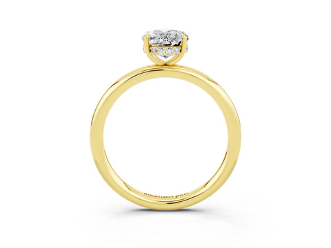 Yellow gold Oval Cut Moissanite Solitaire Ring with Thin Band and Four-Prong Setting_15