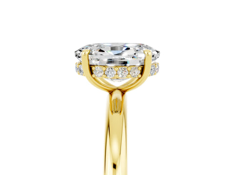 Yellow gold Oval Cut Moissanite Solitaire Ring with Thin Band and Four-Prong Setting_17