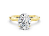 Yellow gold Oval Cut Moissanite Solitaire Ring with Thin Band and Prong Setting_12