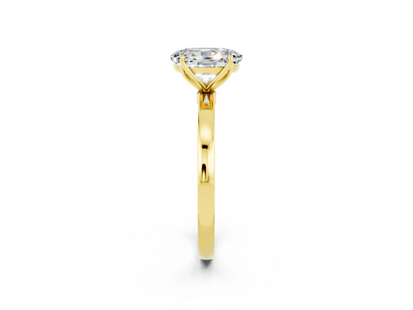Yellow gold Oval Cut Moissanite Solitaire Ring with Thin Band and Prong Setting