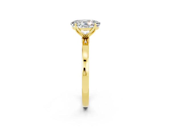 Yellow gold Oval Cut Moissanite Solitaire Ring with Thin Band and Prong Setting
