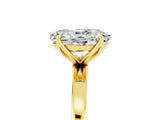 Yellow gold Oval Cut Moissanite Solitaire Ring with Thin Band and Prong Setting_29