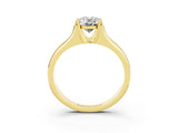 Yellow gold Oval Cut Moissanite Solitaire Ring with Wide Band and Prong Setting_3