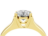 Yellow gold Oval Cut Moissanite Solitaire Ring with Wide Band and Prong Setting_4