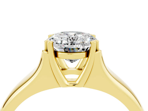 Yellow gold Oval Cut Moissanite Solitaire Ring with Wide Band and Prong Setting_4