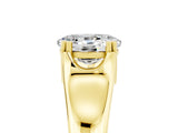 Yellow gold Oval Cut Moissanite Solitaire Ring with Wide Band and Prong Setting_5