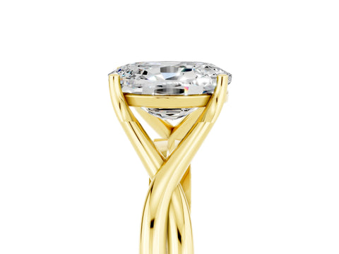 Yellow gold Oval Cut Moissanite Solitaire Twist Band Prong Setting Ring_60