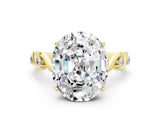 Yellow gold Oval Cut Moissanite Solitaire Twisted Band with Round  Accents and Prong Setting_12