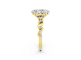 Yellow gold Oval Cut Moissanite Solitaire Twisted Band with Round  Accents and Prong Setting_14
