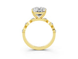 Yellow gold Oval Cut Moissanite Solitaire Twisted Band with Round  Accents and Prong Setting_15
