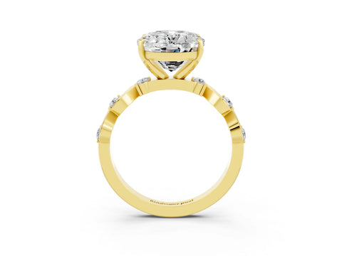 Yellow gold Oval Cut Moissanite Solitaire Twisted Band with Round  Accents and Prong Setting_15