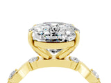 Yellow gold Oval Cut Moissanite Solitaire Twisted Band with Round  Accents and Prong Setting_16