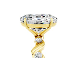 Yellow gold Oval Cut Moissanite Solitaire Twisted Band with Round  Accents and Prong Setting_17