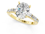 Yellow gold Oval Cut Moissanite Solitaire with Side Baguettes and Channel Set Band_1
