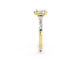 Yellow gold Oval Cut Moissanite Solitaire with Side Baguettes and Channel Set Band_2