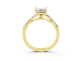 Yellow gold Oval Cut Moissanite Solitaire with Side Baguettes and Channel Set Band_3