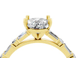 Yellow gold Oval Cut Moissanite Solitaire with Side Baguettes and Channel Set Band_4