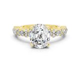 Yellow gold Oval Cut Moissanite Solitaire with Side Stones, Pave Band, Four-Prong Setting_36