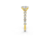 Yellow gold Oval Cut Moissanite Solitaire with Side Stones, Pave Band, Four-Prong Setting_38
