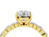 Yellow gold Oval Cut Moissanite Solitaire with Side Stones, Pave Band, Four-Prong Setting_40