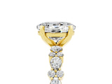 Yellow gold Oval Cut Moissanite Solitaire with Side Stones, Pave Band, Four-Prong Setting_41
