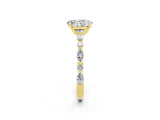 Yellow gold Oval Cut Moissanite Solitaire with Side Stones on a Pavé Band and Four-Prong Setting_2