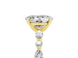 Yellow gold Oval Cut Moissanite Solitaire with Side Stones on a Pavé Band and Four-Prong Setting_5