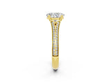Yellow gold Oval Cut Moissanite Split Shank Engagement Ring with Pavé Band_2